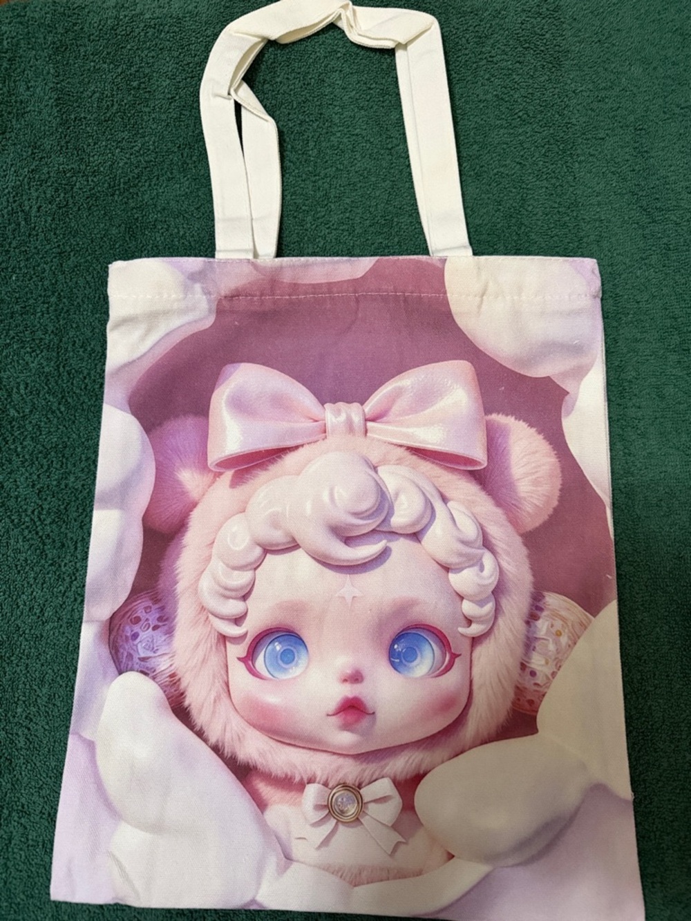Pink Pastel Doll Face Tote Bag